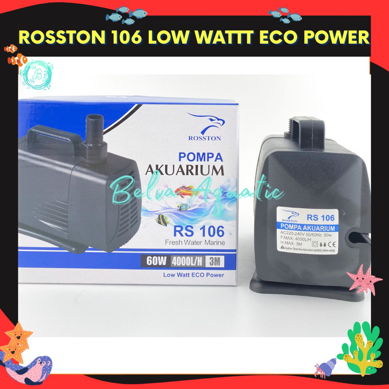 ROSSTON RS 106 LOW WATT ECO POWER Hemat Daya Listrik Pompa Air Celup Aquarium Ikan Hidroponik Kolam Aquascape Hidroponik RS106 Submersible Water Pump