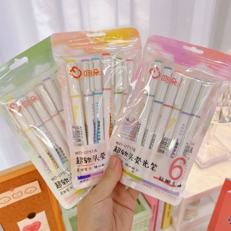 

6pcs Highlighter Stabilo Set Warna Pastel Macaron Marker Pen