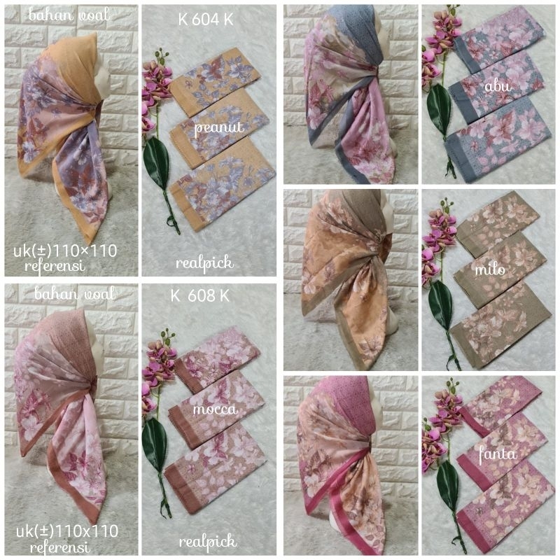 jilbab segi empat  motif voal motif lasercut denay motif voal motif premium (harga grosir partai)