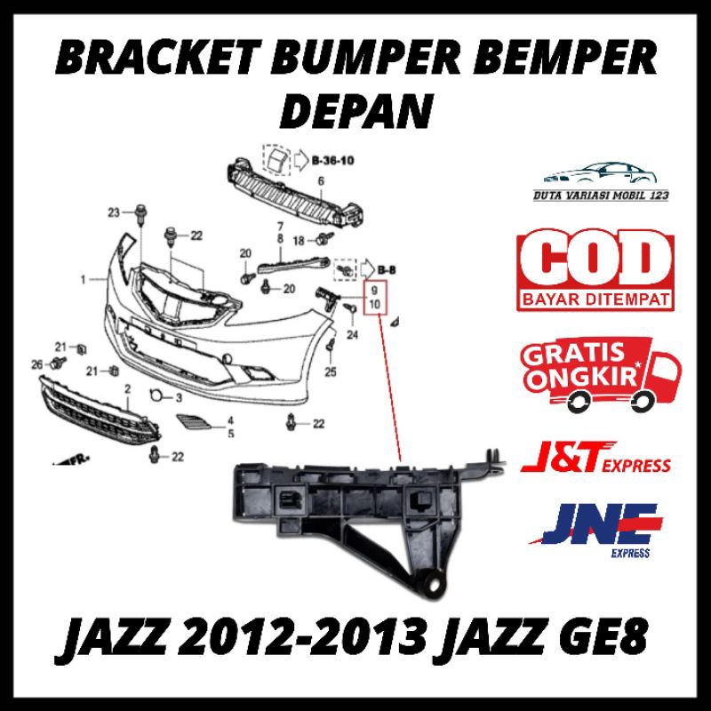 Bracket Braket Bumper Bemper Depan Jazz 2012-2013 Jazz GE8
