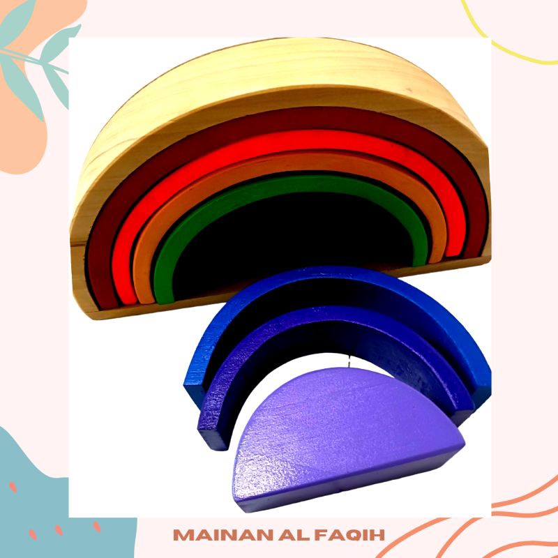 Mainan Edukasi Kayu / Susun Balok Pelangi Warna Warni / Mainan Balok / Mainan Balok Susun Kayu / Mai