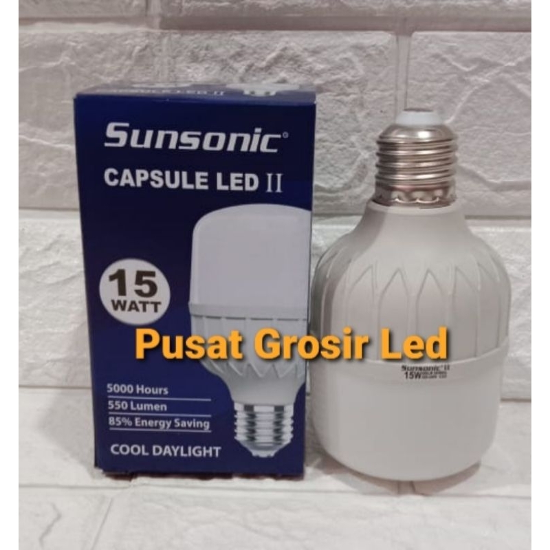 Paket 10 pcs Lampu Led Sunsonic Capsule 15 Watt Cahaya Putih