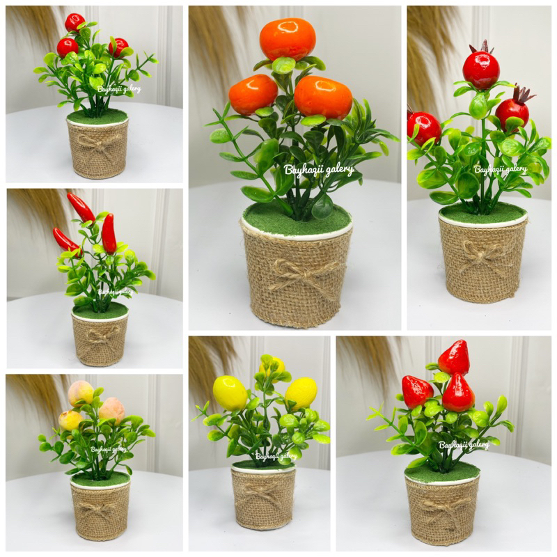 BUNGA GONI BUAH ARTIFICIAL MINI // PAJANGAN POT GONI BUNGA DEKORASI RUMAH // BUNGA ARTIFICIAL POT KA