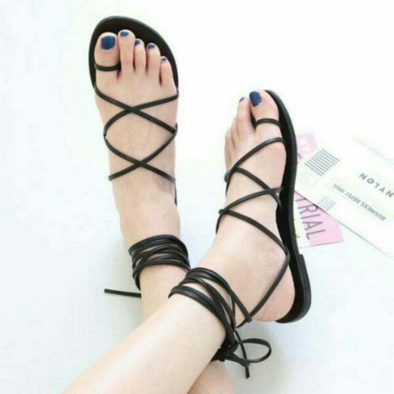 Sandal Gladitor Tali Lilit Panjang