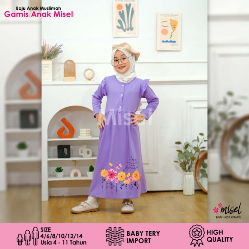 ready 4-11thn GAMIS ANAK TERBARU VIRAL MISEL LUCU SAGE UNGU ABU PINK PEACH LEBARAN NGAJI GAMIS VIRAL REMAJA