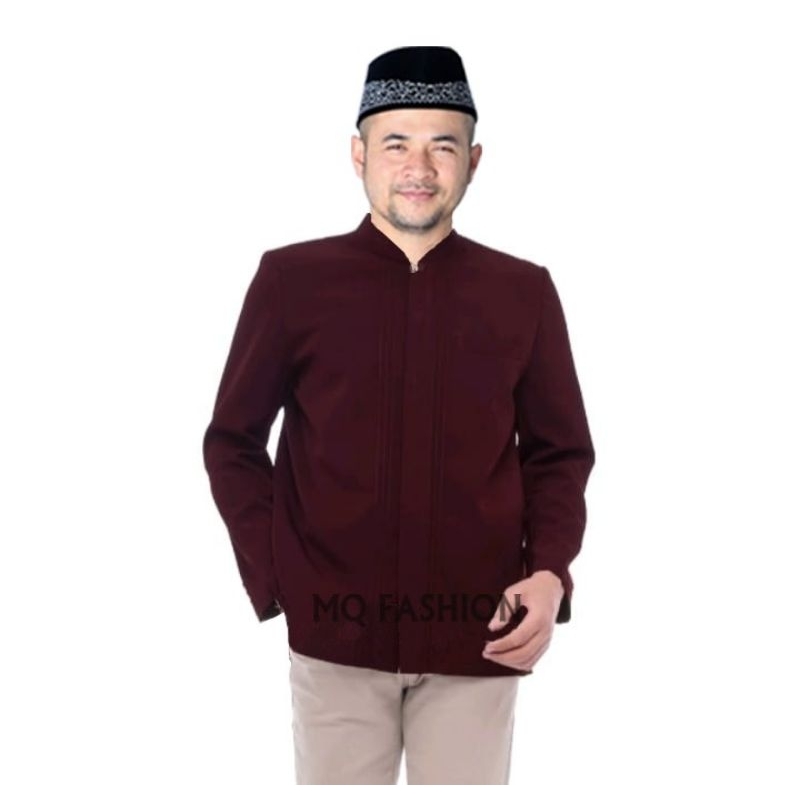 Jasko jas Koko pria MQ fashion polos opnaisel warna marun
