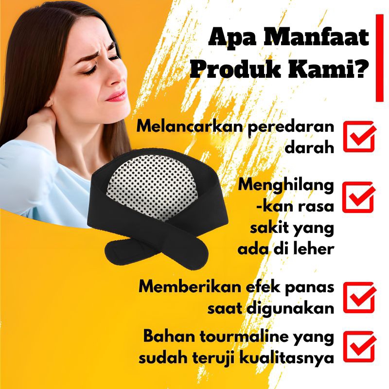 Alat Pijat Leher Sabuk Terapi Magnetik Tourmaline Pereda Sakit Pegal Pundak