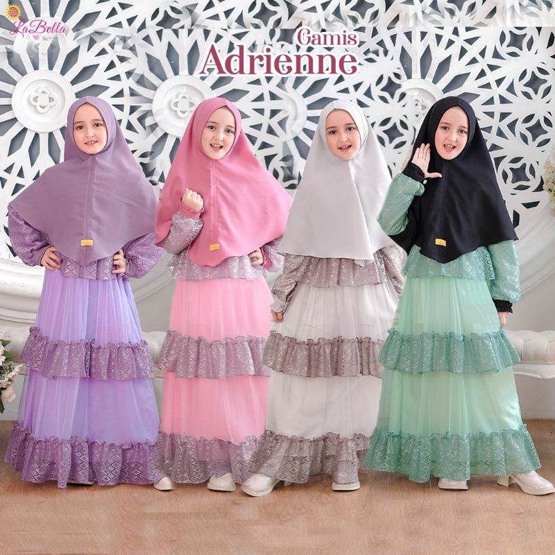 Model Baju Anak Terbaru 2023 Gamis Brokat Adriene Labella Dress Pesta Muslim Mewah Set Hijab