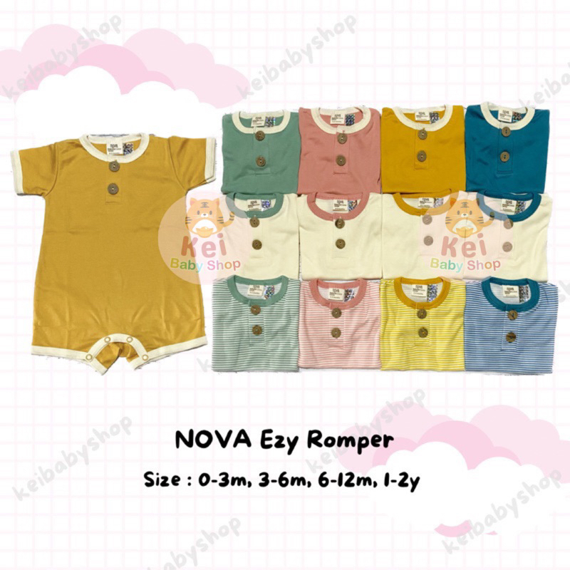 Nova Ezy Romper Bayi Anak SNI - Jumper Bayi Segiempat Pendek Polos 0-3 3-6 6-12 bulan 1-2 tahun