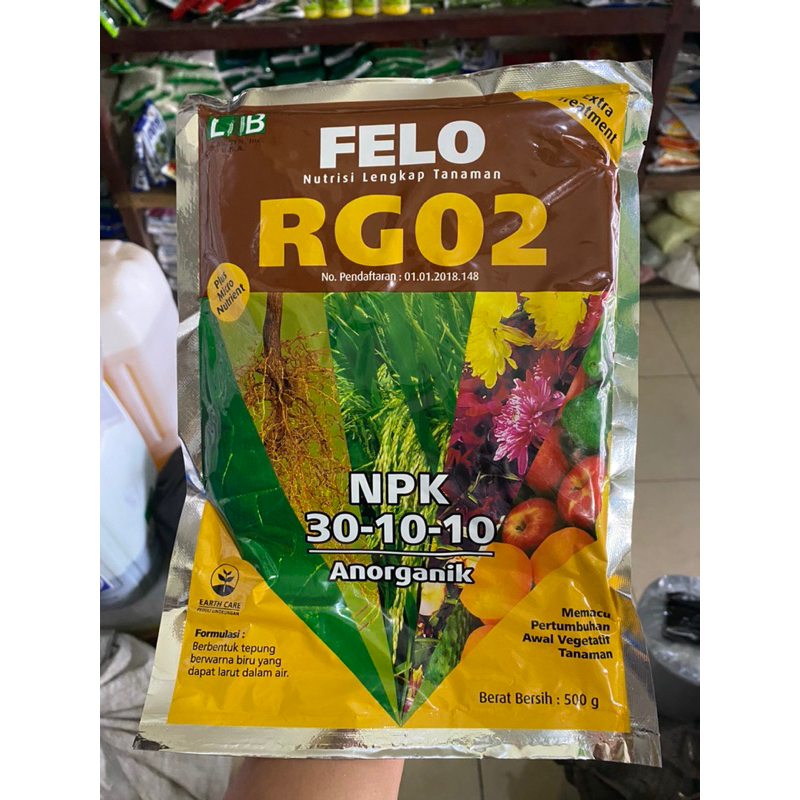 Pupuk npk felo rg 02 30-10-10 isi 500gram