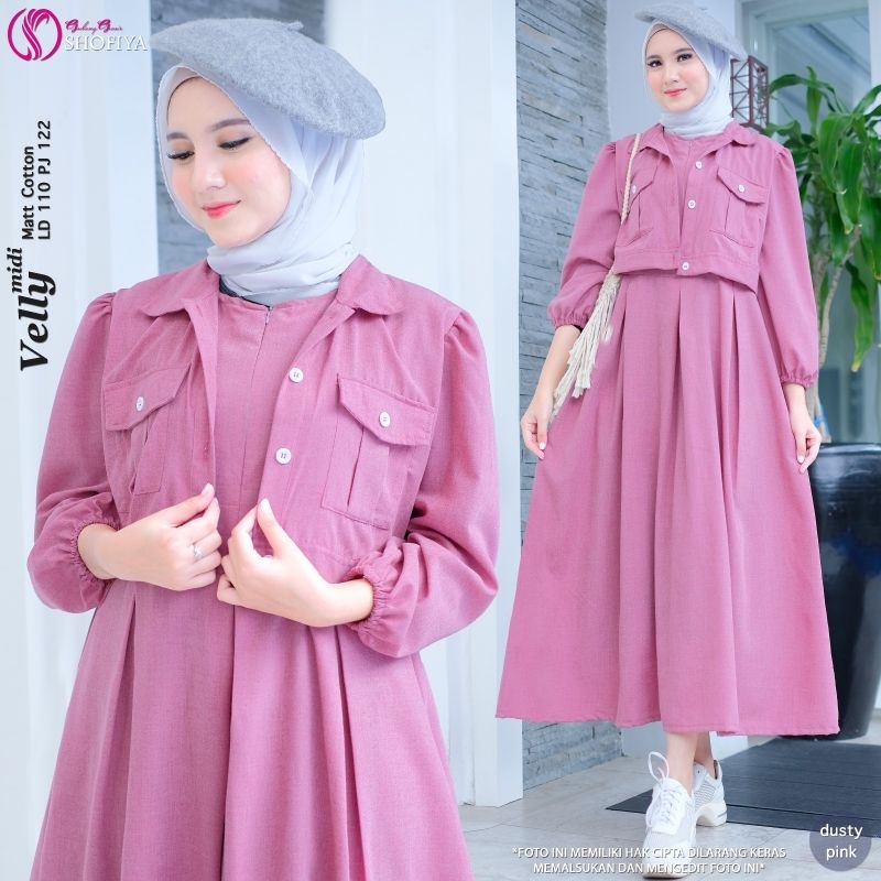 [READY] VIOLIN • VELLY BY SHOFIYA SET DRESS WANITA KEKINIAN LD 110 BUSUI