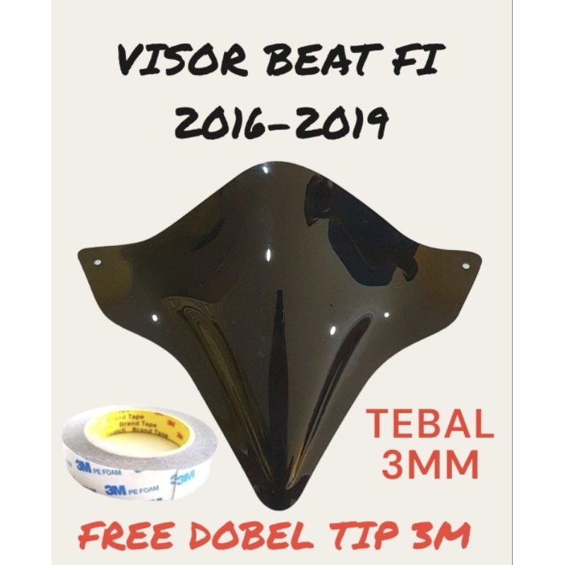 VISOR BEAT FI 2016-2019 HITAM TEBAL 3 MM