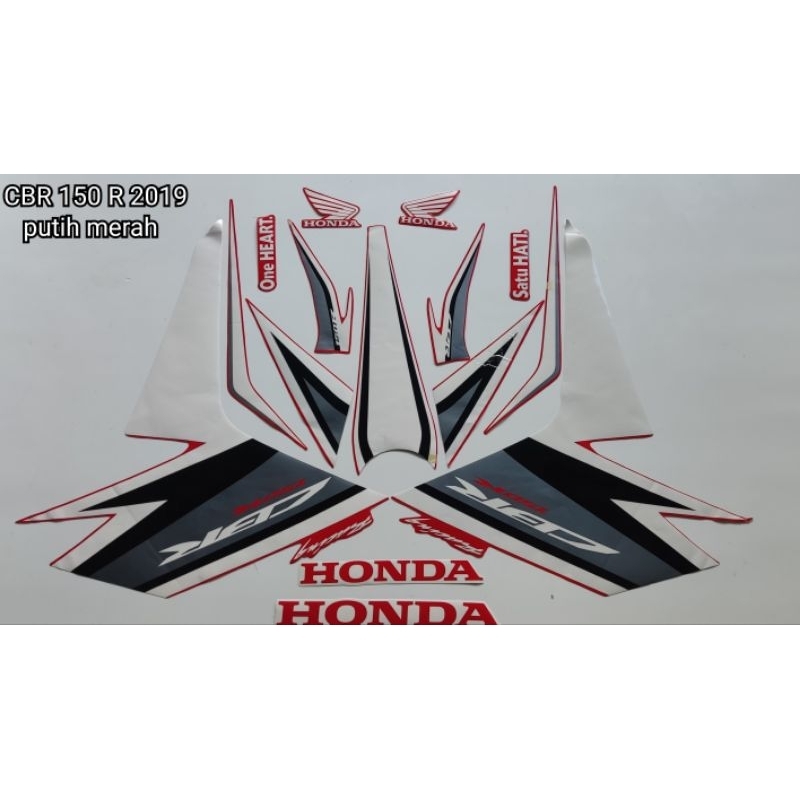 STRIPING HONDA CBR 150 R OLD MODEL FAIRING Kwalitas sangat bagus istimewaTh 2019/Putih Merah