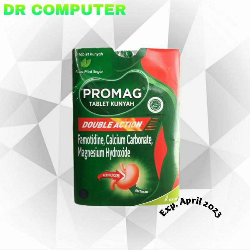 promag double action 1strip isi 6 tablet kunyah obat maag