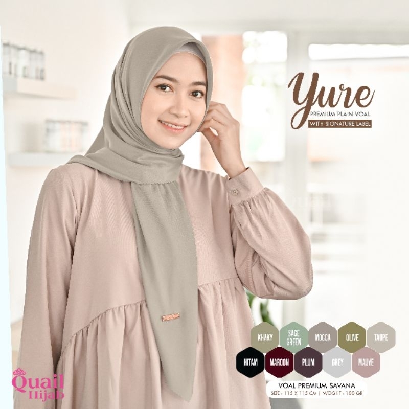 Hijab Segi Empat Polos Voal Savana Premium Original Jilbab Quail YURE
