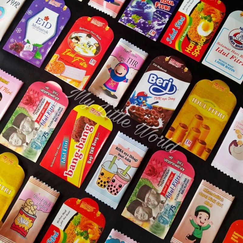 

[Isi 10] Amplop Lebaran Idul Fitri Angpau Anak-Anak Angpao THR Motif Uang Snack Permen Unik Lucu Viral