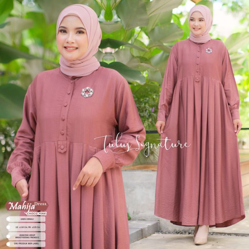 MAHIJA DRESS BY TULUS SIGNATURE / GAMIS POLOS MUSLIMAH / Dress linen cringkle gamis lebaran