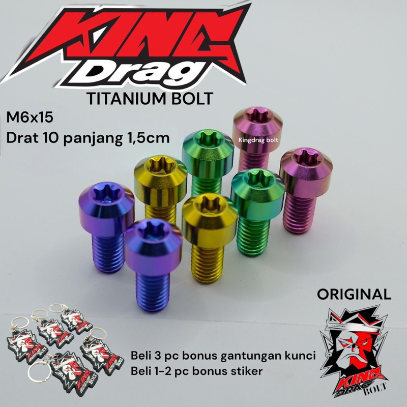 baut TITANIUM 02 original KINGDRAG THAILAND M8x15 8x15 baut 12 panjang drat 1,5cm PREMIUM QUALITY