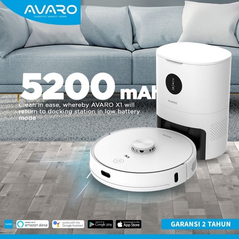 AVARO X1 Robot Vacuum Cleaner Portable Vacum Cleaner Rumah Vaccum Cleaner 3 in 1 Mode