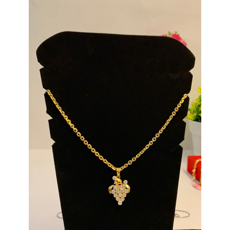 Kalung liontin anggur lapis kristal warna emas 24