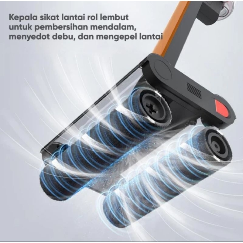 Deerma VC31 Vacuum Cleaner Wireless Dual Roller Penghisap Debu Hisapan Kuat Tanpa Kabel