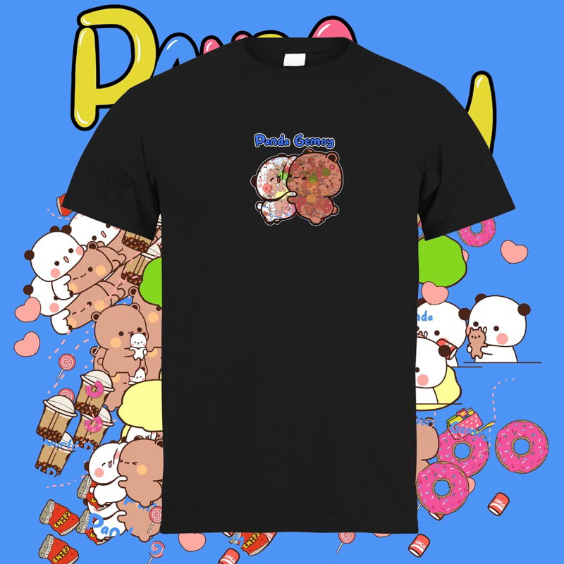 T-shirt Full of Panda Gemoy Baju stiker Whatsapp OVERSIZE