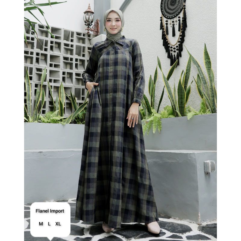 FASHION MUSLIM BAJU WANITA GAMIS FLANEL PREMIUM IMPORT TATU ORIGINAL TERBARU | PAKAIAN MUSLIM WANITA