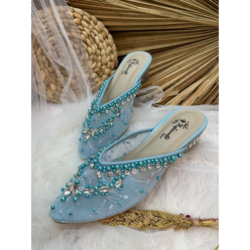 sepatu wanita amirra babyblue 3cm kaca