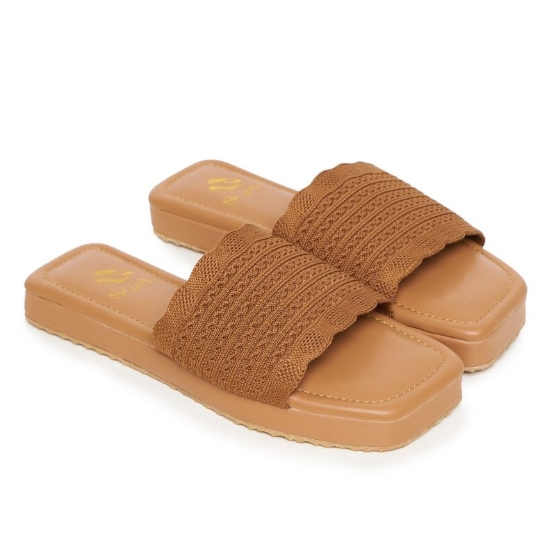 Arlaine Vincy Sandal Plat Form Wanita / Sandal Flat Wanita / Sandal Rajut Wanita