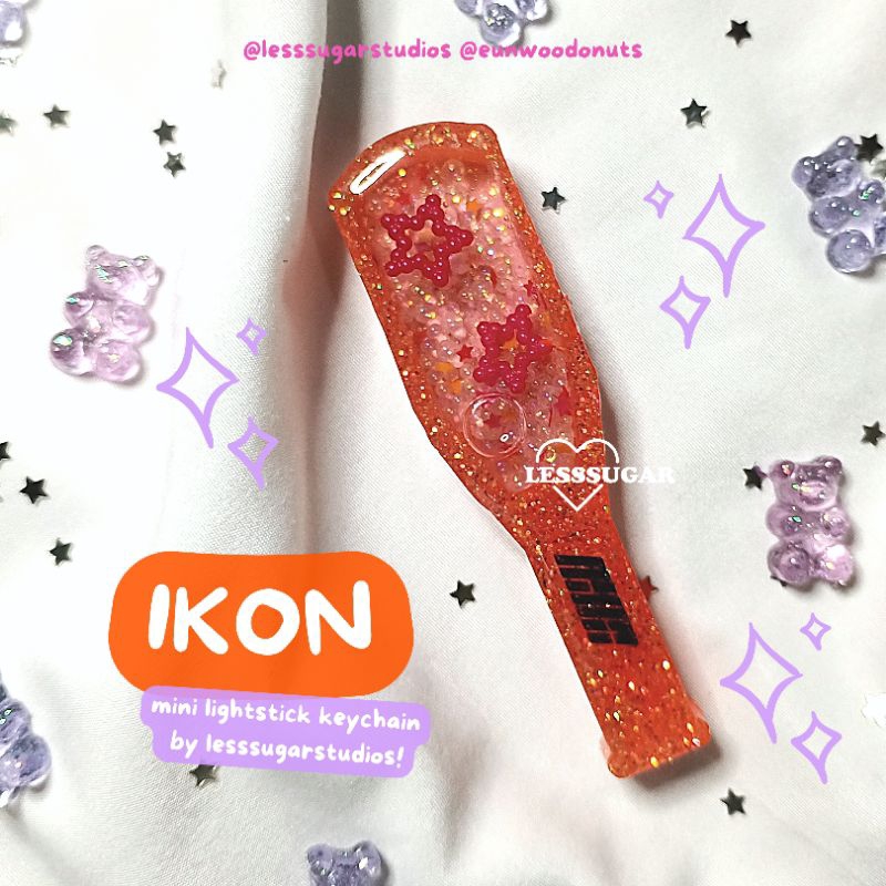 MINI LIGHTSTICK KEYCHAIN IKON ( gantungan kunci lightstick KONBAT )
