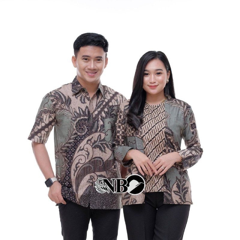 Couple Batik Kate Hijau Blouse Batik Kombinasi Bolero Hem Batik Modern