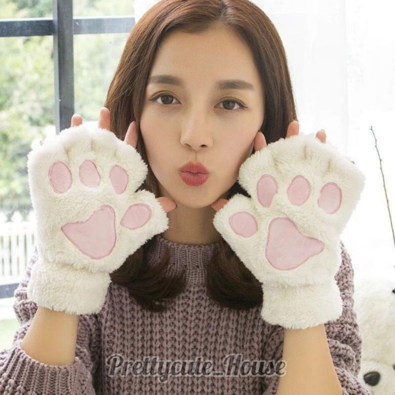 Sarung tangan paw kucing fingerless cosplay premium quality