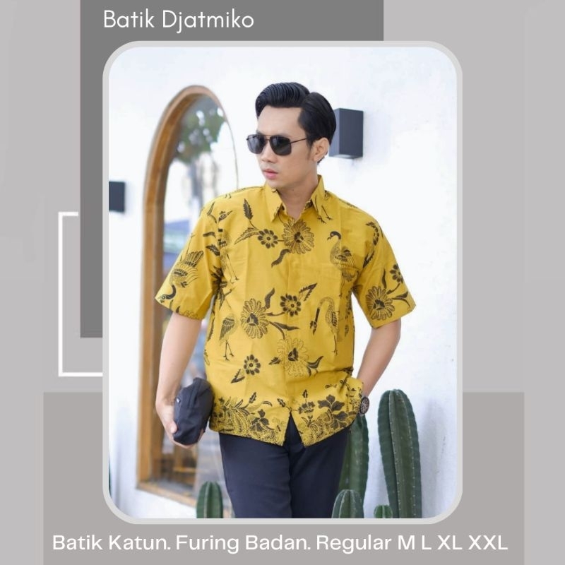 Kemeja Hem Batik Pria Regular Big Size Furing Lengan Pendek