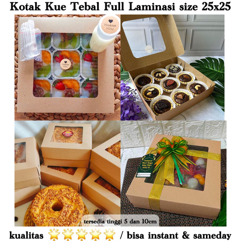 Cake Box Kue Tebal + Jendela Full LAMINASI size  25x25x10 / 25x25x5 / 25x25x8 Box puding marmer cake