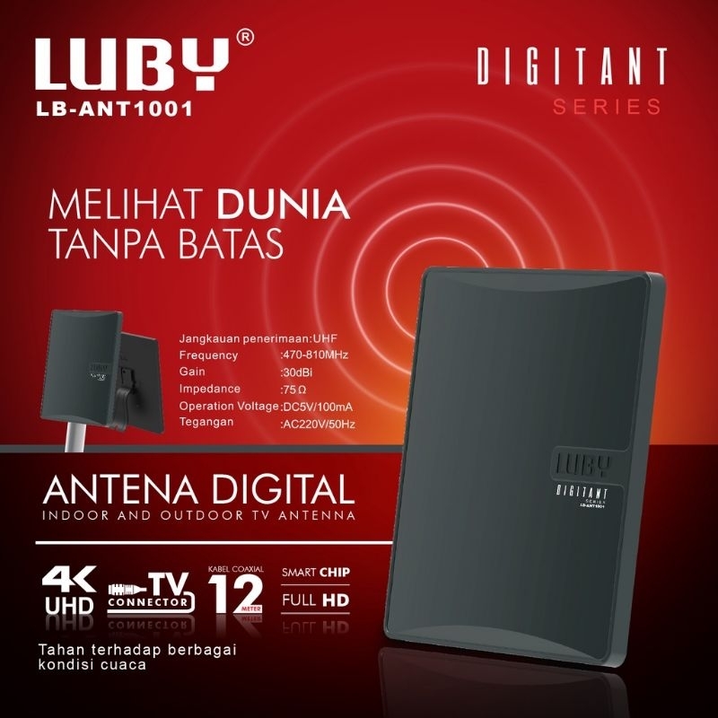 LUBY Antena TV Digital Outdoor &amp; Indoor Kabel 12Meter/ Antenna TV Digital Luby LB-ANT1001
