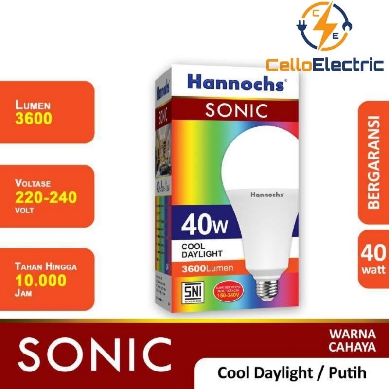 Led Hannochs SONIC 40 Watt - Lampu Hannochs 40w 40 W Putih Led Bulb Sonic