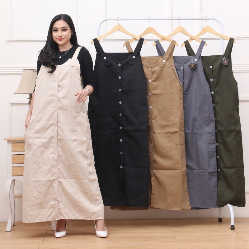 Maggie overall Rok panjang wanita Rok panjnag fashion muslim Overall panjang wanita Dress wanita casual Overall wanita jumbo