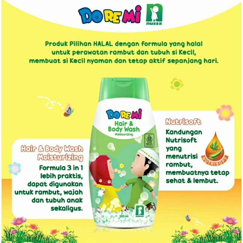 Doremi Nussa Rara Kids Series | Hair&amp;Body Wash | Shampoo Hijab | Cologne Hijab