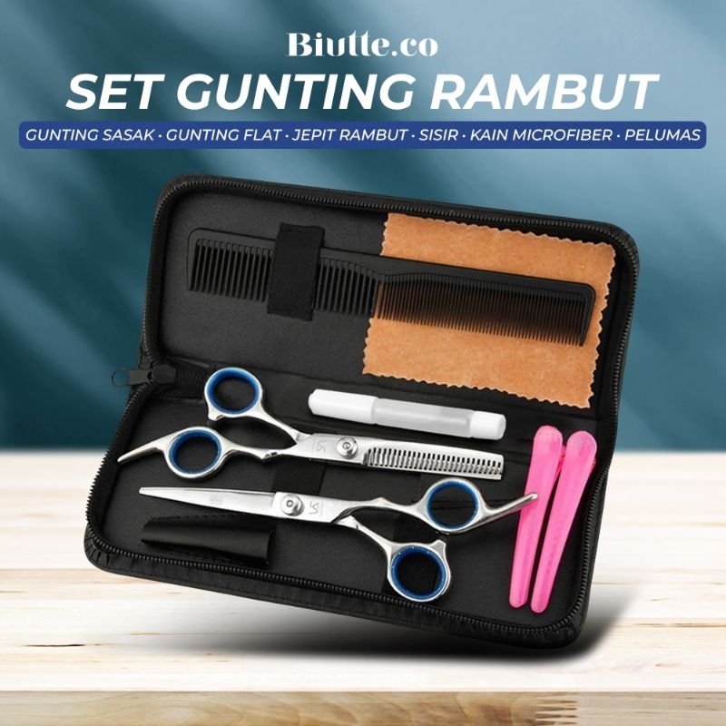 Gunting Set Potong Pangkas Cukur Rambut Salon Barbershop Profesional BHT002