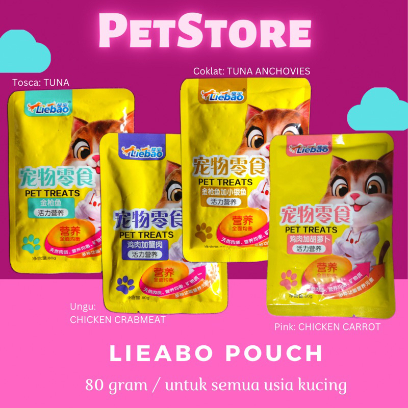 LIEBAO POUCH 80gr Makanan Kucing Basah Untuk KItten dan Adult