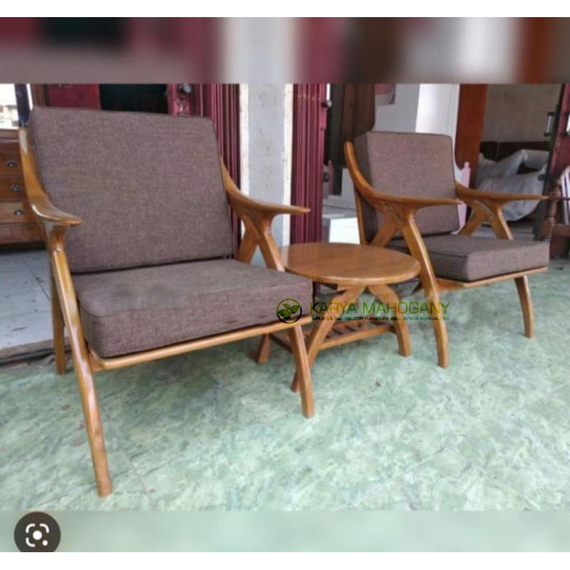 Kursi meja teras jati dudukan busa