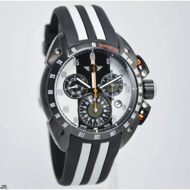 MINI 160106 Jam Tangan Pria Mini Cooper Rubber Original - Black White