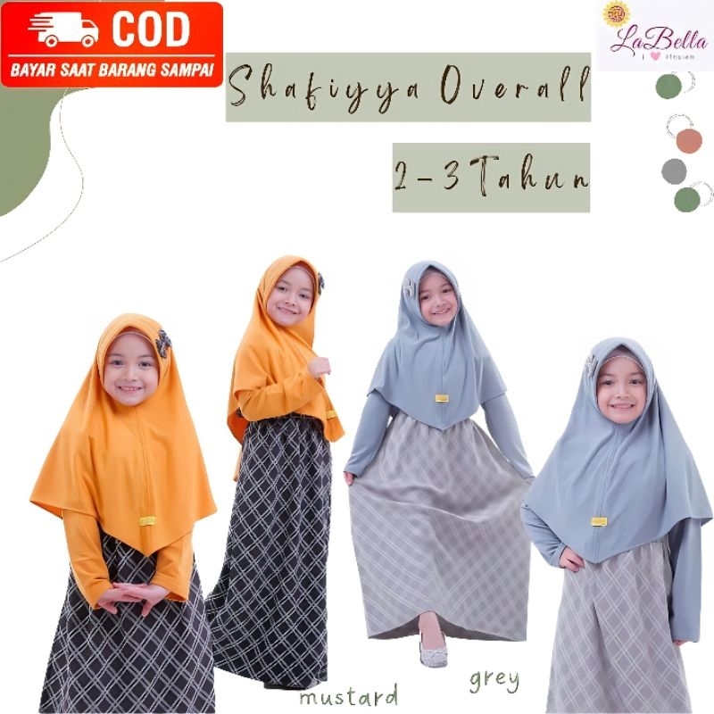 LABELLA GAMIS OVERALL ANAK BALITA PEREMPUAN USIA 2-3 TAHUN DRESS MUSLIM CANTIK BAHAN WOLLFANCY MOTIF
