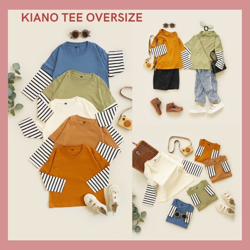 KIANO TEE OVERSIZE | KAOS ANAK LENGAN PANJANG MOTIF GARIS GARIS