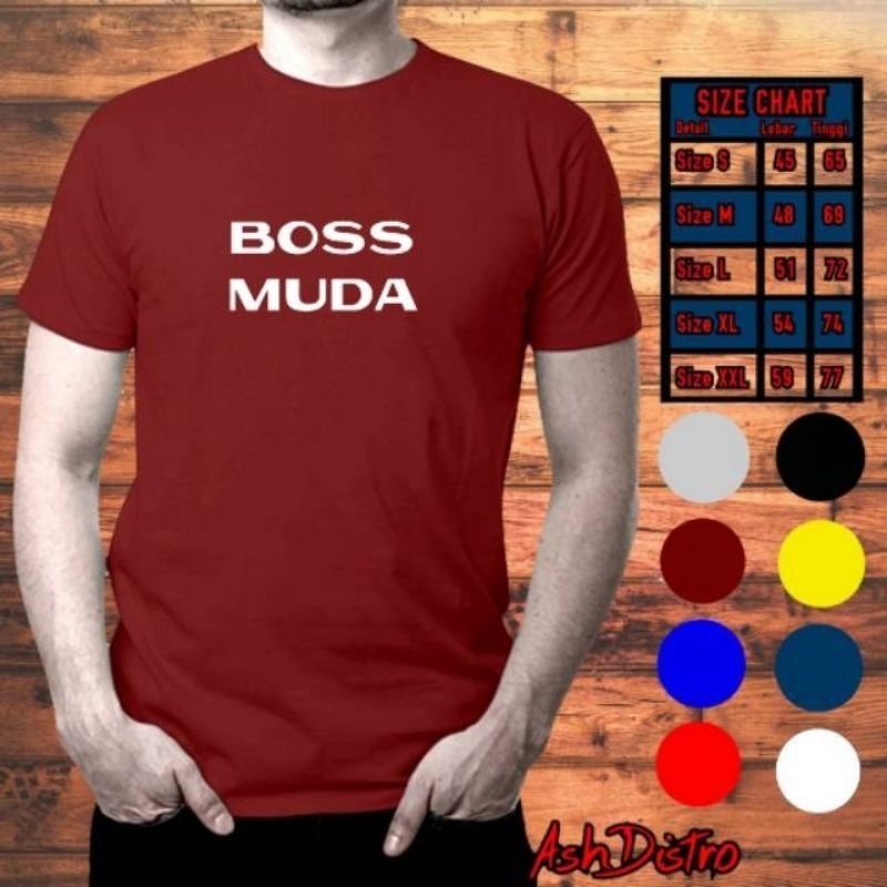 Kaos pria distro Bandung / kaos kata kata keren / kaos tulisan bos muda