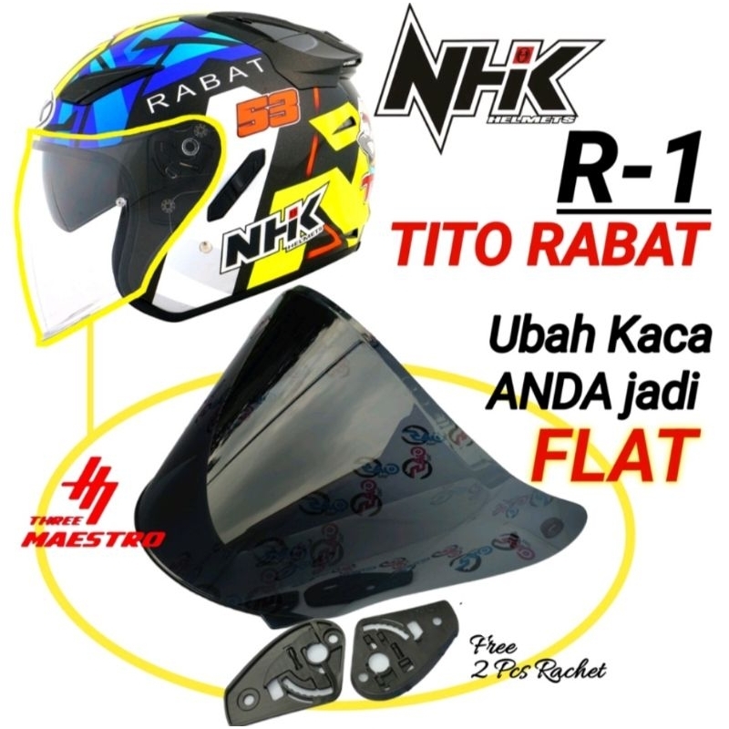 Kaca Helm NHK R-1 TiTo Rabat  Visor  Helmet NHK R-1 Tito rabat flat venom iridium