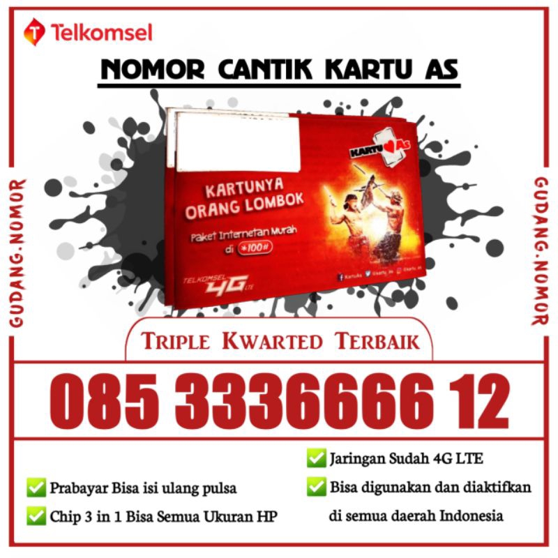 Kartu AS Cantik Nomor Cantik AS Telkomsel Cantik 333 6666 12