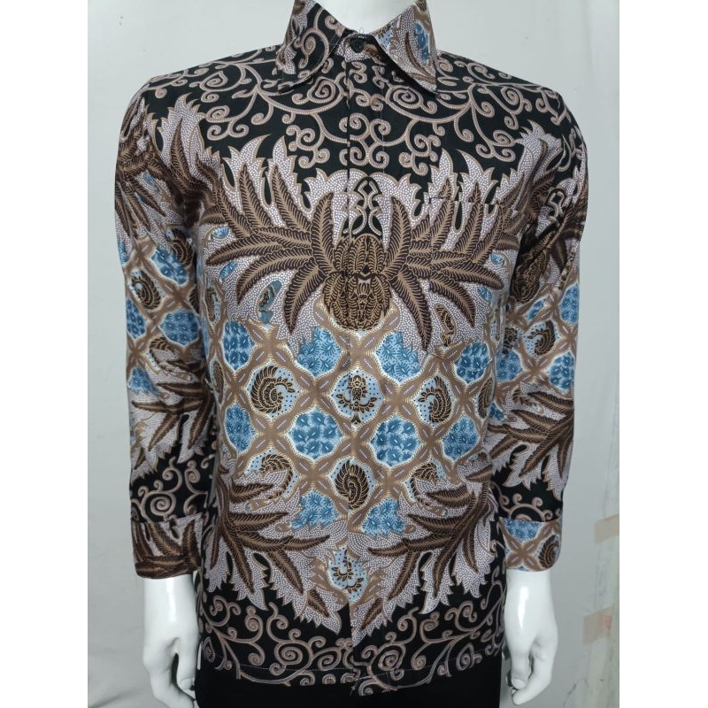 NEW ARRIVAL DISTRO KEMEJA  BATIK PRIA LENGAN PANJANG BORDIR SOGAN HRB026 AZRIELBATIK