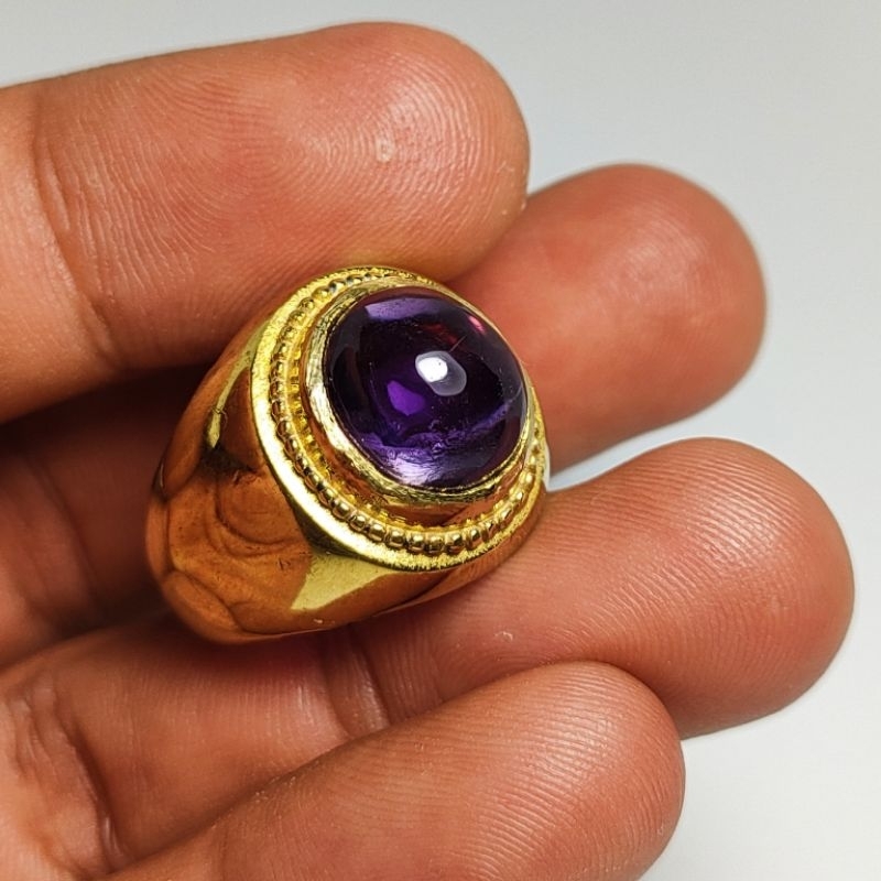 CINCIN BATU PERMATA BUNGUR TANJUNG BINTANG NATURAL AMETHYST QUARTZ KODE 02447