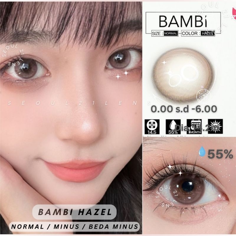 SOFTLENS BAMBI HAZEL NORMAL MINUS Original Made In Korea